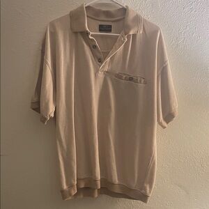 Beige Waffle Polo with Button Chest Pocket - Men's